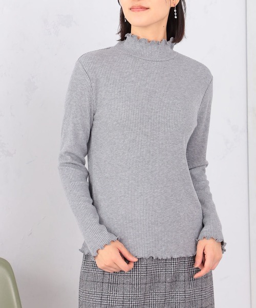 GALLORIA（ギャローリア）の「ラメテレコハイネックＴシャツ（Tシャツ/カットソー・レディース・グレー/ダークグリーン/ブラック/アイボリー・L/LL/S/M）」の9枚目の写真