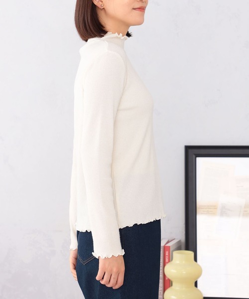 GALLORIA（ギャローリア）の「ラメテレコハイネックＴシャツ（Tシャツ/カットソー・レディース・グレー/ダークグリーン/ブラック/アイボリー・L/LL/S/M）」の13枚目の写真