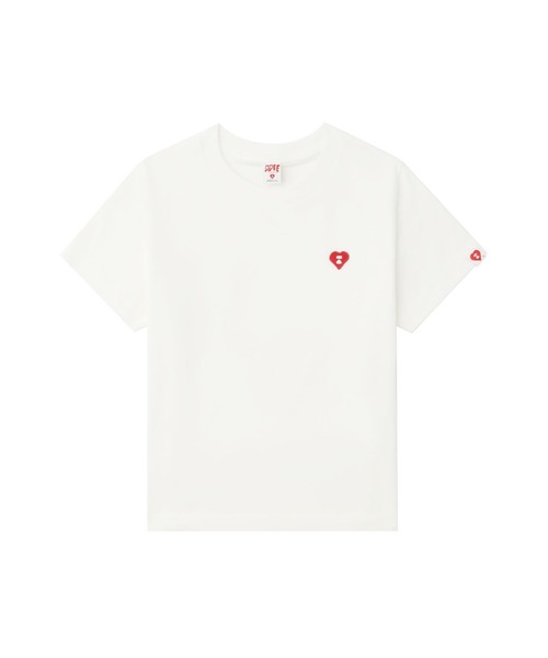 A BATHING APE(アベイシングエイプ)の「HEART BADGE CROP TEE(Tシャツ/カットソー・レディース・ネイビー/ホワイト/ピンク・X-SMALL/SMALL)」の1枚目の写真