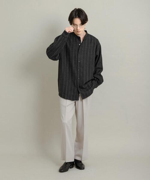 SENSE OF PLACE by URBAN RESEARCH（センスオブプレイスバイアーバンリサーチ）の「ウールタッチストライプバンドカラーシャツ（シャツ/ブラウス・メンズ・ブラック/グレー/ブラウン・MEDIUM/LARGE）」の10枚目の写真