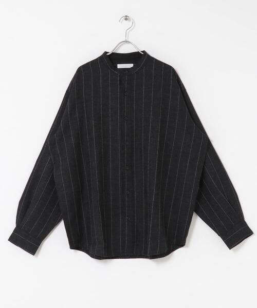 SENSE OF PLACE by URBAN RESEARCH（センスオブプレイスバイアーバンリサーチ）の「ウールタッチストライプバンドカラーシャツ（シャツ/ブラウス・メンズ・ブラック/グレー/ブラウン・MEDIUM/LARGE）」の14枚目の写真