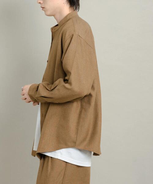 SENSE OF PLACE by URBAN RESEARCH（センスオブプレイスバイアーバンリサーチ）の「ウールタッチストライプバンドカラーシャツ（シャツ/ブラウス・メンズ・ブラック/グレー/ブラウン・MEDIUM/LARGE）」の16枚目の写真