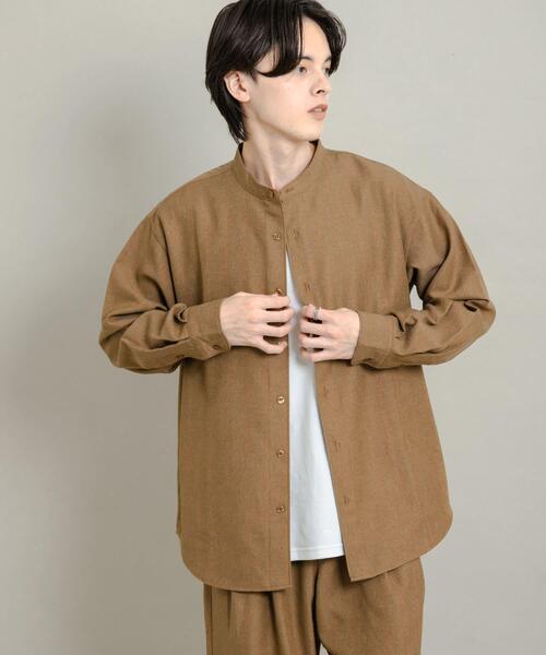 SENSE OF PLACE by URBAN RESEARCH（センスオブプレイスバイアーバンリサーチ）の「ウールタッチストライプバンドカラーシャツ（シャツ/ブラウス・メンズ・ブラック/グレー/ブラウン・MEDIUM/LARGE）」の18枚目の写真