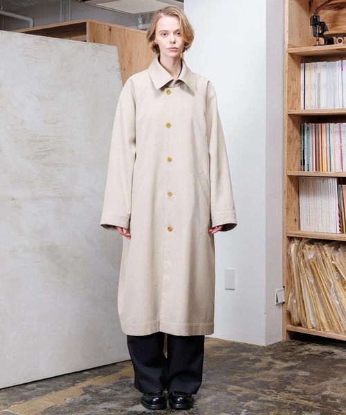VOAAOV（ヴォアーブ）の「【VOAAOV】 BISHU OLD WOOL GABARDINE Long Coat（トレンチコート・メンズ・ベージュ/ブラック・2/1/0）」の2枚目の写真