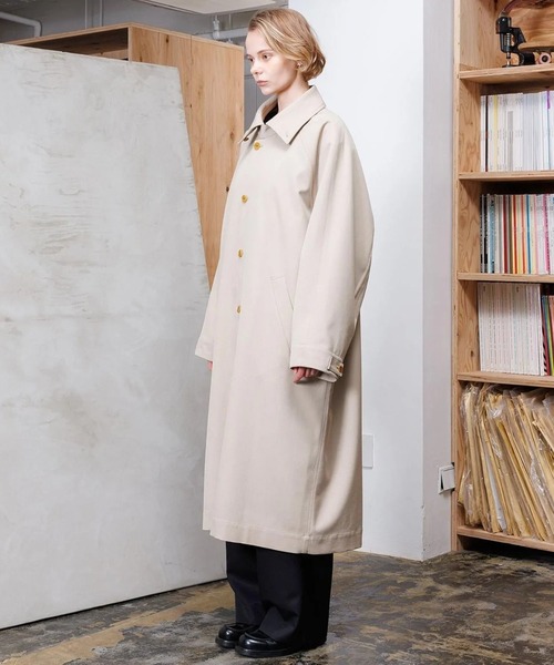 VOAAOV（ヴォアーブ）の「【VOAAOV】 BISHU OLD WOOL GABARDINE Long Coat（トレンチコート・メンズ・ベージュ/ブラック・2/1/0）」の6枚目の写真