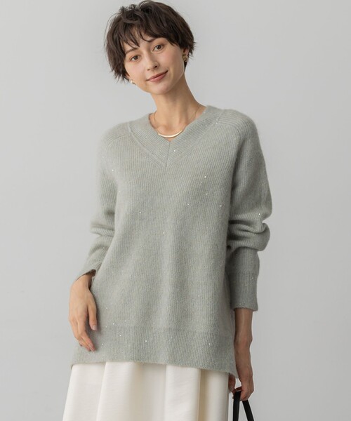 モヘヤミックススパングル Vネック ニット（ニット/セーター）｜23区