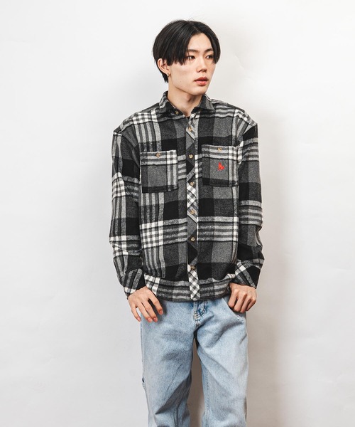 Healthknit Product（ヘルスニットプロダクト）の「Healthknit Product ヘルスニットプロダクト コヨーテ 刺繍 ネルチェック シャツ(GW)（シャツ/ブラウス・メンズ・ブルー/ブラック・XL/L/M）」の9枚目の写真