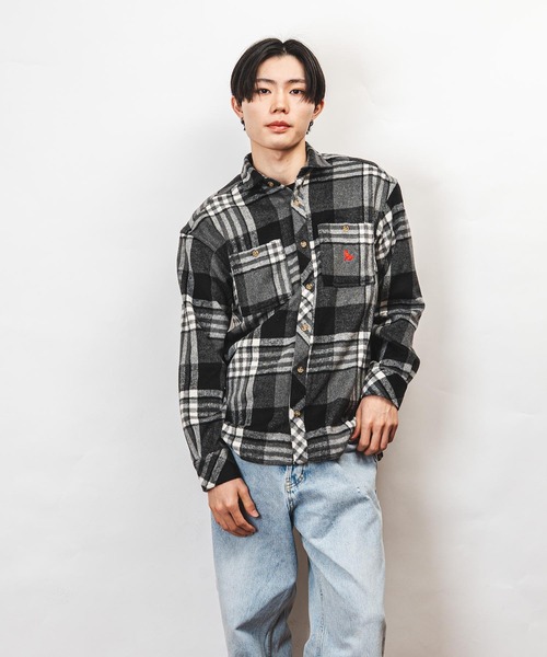 Healthknit Product（ヘルスニットプロダクト）の「Healthknit Product ヘルスニットプロダクト コヨーテ 刺繍 ネルチェック シャツ(GW)（シャツ/ブラウス・メンズ・ブルー/ブラック・XL/L/M）」の10枚目の写真