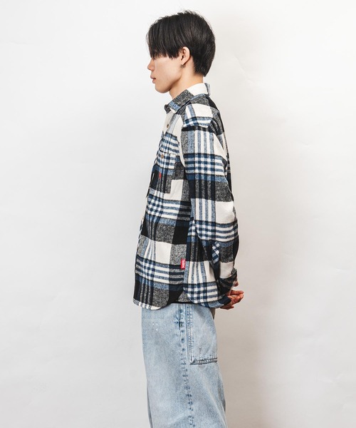 Healthknit Product（ヘルスニットプロダクト）の「Healthknit Product ヘルスニットプロダクト コヨーテ 刺繍 ネルチェック シャツ(GW)（シャツ/ブラウス・メンズ・ブルー/ブラック・XL/L/M）」の3枚目の写真