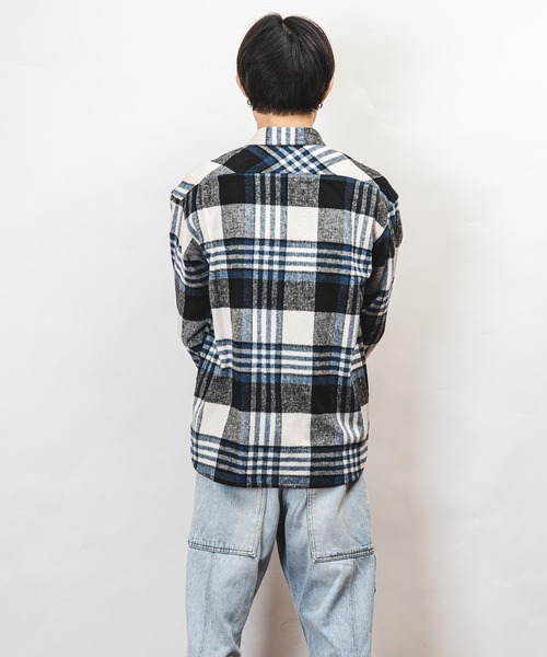 Healthknit Product（ヘルスニットプロダクト）の「Healthknit Product ヘルスニットプロダクト コヨーテ 刺繍 ネルチェック シャツ(GW)（シャツ/ブラウス・メンズ・ブルー/ブラック・XL/L/M）」の4枚目の写真