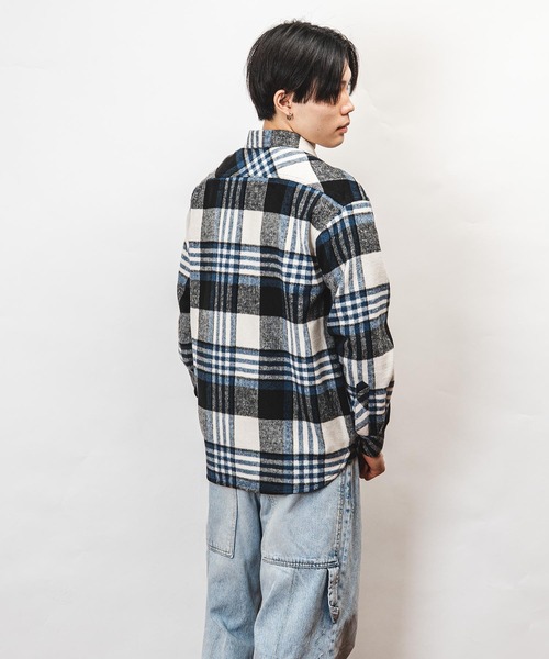 Healthknit Product（ヘルスニットプロダクト）の「Healthknit Product ヘルスニットプロダクト コヨーテ 刺繍 ネルチェック シャツ(GW)（シャツ/ブラウス・メンズ・ブルー/ブラック・XL/L/M）」の16枚目の写真