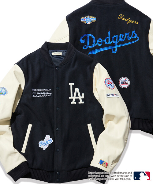 げ*ん様 MLB スタジャン　ブラック　野球　メジャーリーグベースボール　ジャケ FREAK'S STORE/MLB/メジャーリーグベースボール マルチデザイン 刺繍