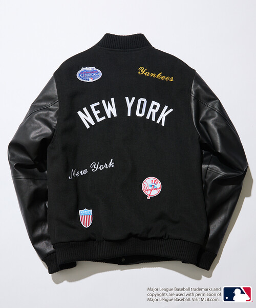 MLB刺繍スタジャン ブラック FREAK'S STORE（フリークスストア） ブルゾン アウター 限定展開