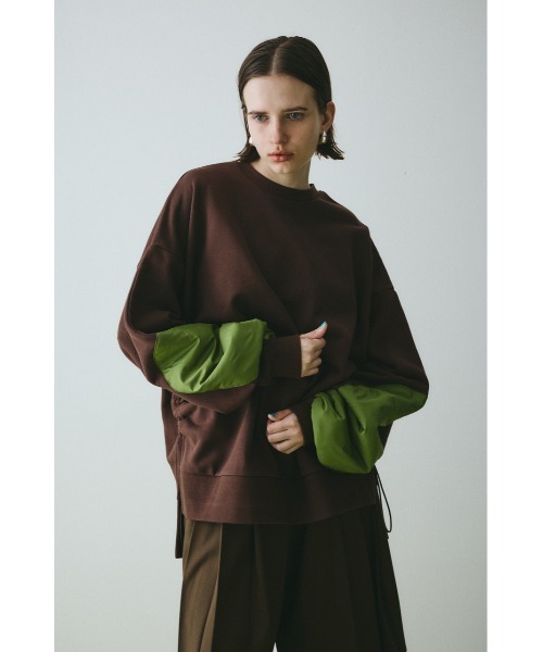 HeRIN.CYE（ヘリンドットサイ）の「Elbow patchi cut tops　　エルボーパッチカットトップス（スウェット・レディース・ブラック/ブラウン/グレー・FREE）」の3枚目の写真