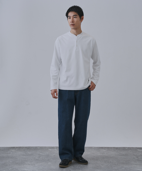 B.C STOCK（ベーセーストック）の「ツイルダンボール ヘンリーネックロンTEE（Tシャツ/カットソー・メンズ・ホワイト/チャコールグレー/ブラック/ネイビー・MEDIUM/LARGE）」の11枚目の写真