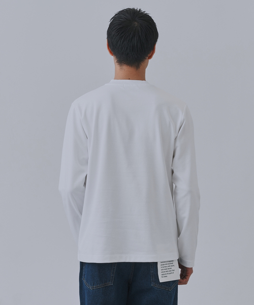 B.C STOCK（ベーセーストック）の「ツイルダンボール ヘンリーネックロンTEE（Tシャツ/カットソー・メンズ・ホワイト/チャコールグレー/ブラック/ネイビー・MEDIUM/LARGE）」の14枚目の写真