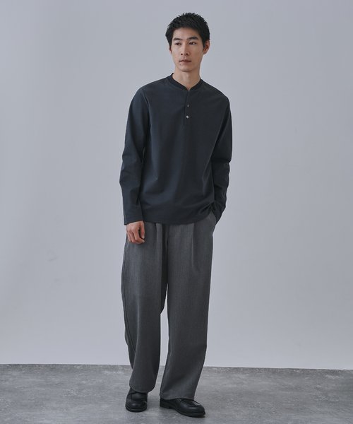 B.C STOCK（ベーセーストック）の「ツイルダンボール ヘンリーネックロンTEE（Tシャツ/カットソー・メンズ・ホワイト/チャコールグレー/ブラック/ネイビー・MEDIUM/LARGE）」の15枚目の写真