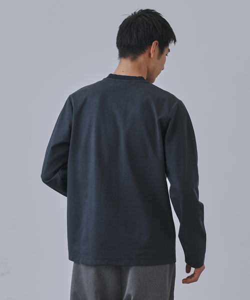 B.C STOCK（ベーセーストック）の「ツイルダンボール ヘンリーネックロンTEE（Tシャツ/カットソー・メンズ・ホワイト/チャコールグレー/ブラック/ネイビー・MEDIUM/LARGE）」の18枚目の写真