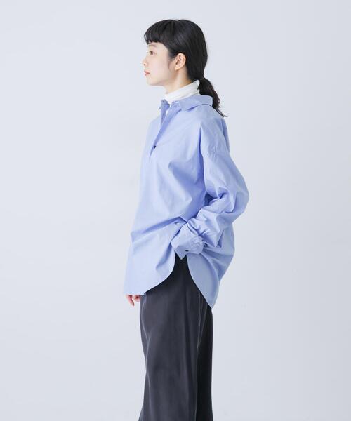 コットンストライプレギュラーシャツ（シャツ/ブラウス）｜か