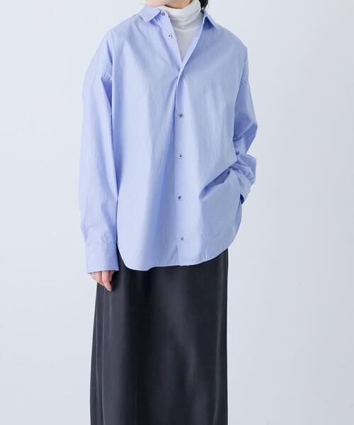 yuui　かぐれ　kagure コットンストライプレギュラーシャツ コットンストライプレギュラーシャツ（シャツ/ブラウス）｜かぐれ