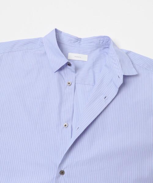 かぐれ(カグレ)の「コットンストライプレギュラーシャツ(シャツ/ブラウス・レディース・ブルー/ライトブルー・FREE)」の10枚目の写真