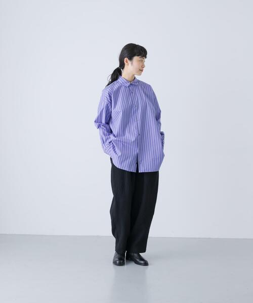 かぐれ(カグレ)の「コットンストライプレギュラーシャツ(シャツ/ブラウス・レディース・ブルー/ライトブルー・FREE)」の18枚目の写真
