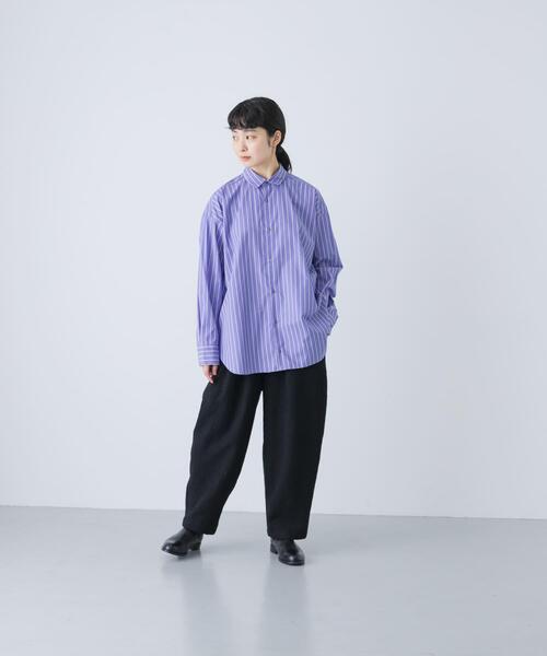 コットンストライプレギュラーシャツ（シャツ/ブラウス）｜かぐれ