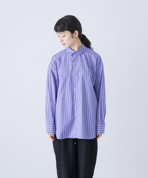 かぐれ(カグレ)の「コットンストライプレギュラーシャツ(シャツ/ブラウス・レディース・ブルー/ライトブルー・FREE)」の21枚目の写真