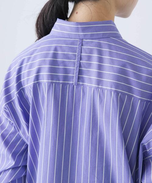 かぐれ コットンレギュラーシャツ ストライプ　25ss かぐれ コットンレギュラーシャツ ストライプ ブルー系 25SS