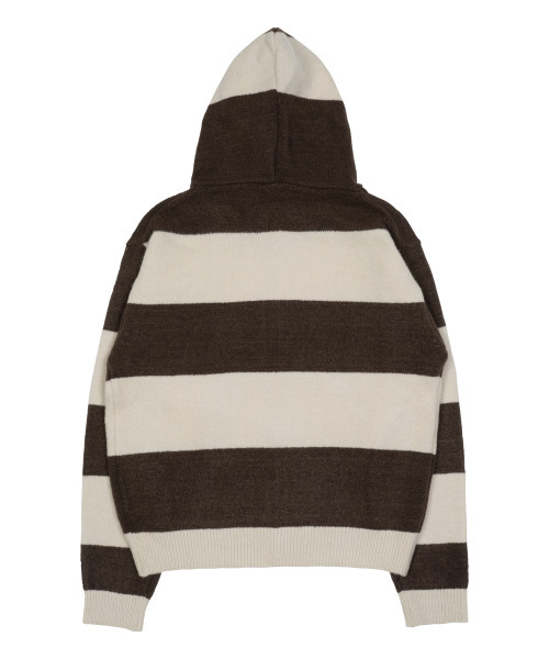 THECOLDESTMOMENT（ザコールデストモーメント）の「TCM stripe knit hooded zip-up (brown/ivory)（パーカー・レディース・その他・SMALL/MEDIUM/LARGE）」の3枚目の写真