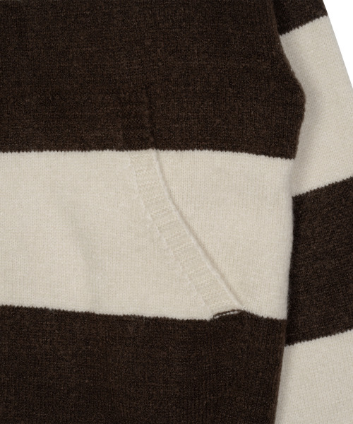 THECOLDESTMOMENT（ザコールデストモーメント）の「TCM stripe knit hooded zip-up (brown/ivory)（パーカー・レディース・その他・SMALL/MEDIUM/LARGE）」の5枚目の写真