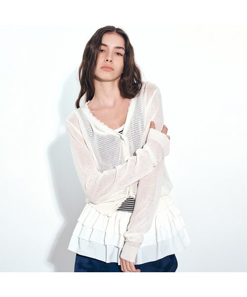 LACE SEE-THROUGH CARDIGAN_IVORY