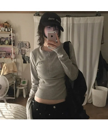 muahmuah（ムーアムーア）の「ヘンリーネックステッチ長袖Tシャツ[6色]（Tシャツ/カットソー）」