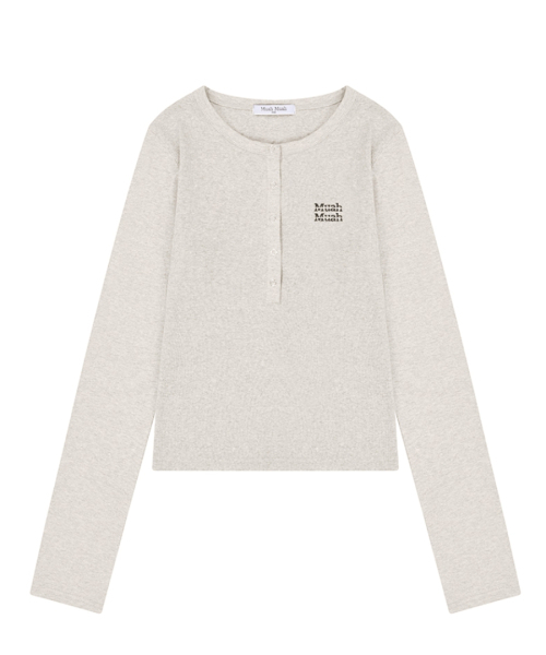muahmuah（ムーアムーア）の「ヘンリーネック ステッチ ロングスリーブTシャツ [7色]（Tシャツ/カットソー・レディース・ブラック/ホワイト/ライトグレー/オートミール/ネイビー/チャコール/カーキ・FREE）」の14枚目の写真