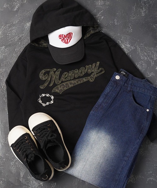 #MEMORY(メモリー)の「【MEMORY】ベースボールロゴパーカー / Baseball Logo Hoodie(パーカー・メンズ・チャコールグレー/グレー/ブラック・S/L/M)」の6枚目の写真