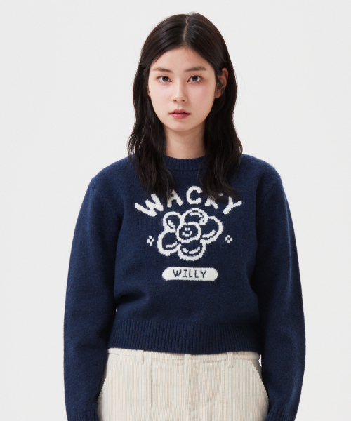 Wacky WiLLy(ワッキーウィリー)の「ウィメンズビッグリリーグラフィックプルオーバーダークネイビー(ニット/セーター・レディース・その他・SMALL/MEDIUM)」の1枚目の写真
