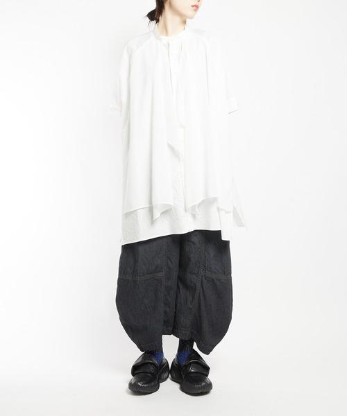 gomme(ゴム)の「ガーゼスカーフシャツ(シャツ/ブラウス・レディース・ホワイト/ブラック・MEDIUM)」の7枚目の写真