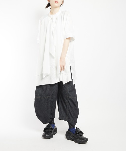 gomme(ゴム)の「ガーゼスカーフシャツ(シャツ/ブラウス・レディース・ホワイト/ブラック・MEDIUM)」の8枚目の写真