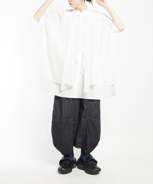 gomme(ゴム)の「ガーゼスカーフシャツ(シャツ/ブラウス・レディース・ホワイト/ブラック・MEDIUM)」の9枚目の写真