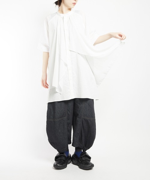 gomme(ゴム)の「ガーゼスカーフシャツ(シャツ/ブラウス・レディース・ホワイト/ブラック・MEDIUM)」の10枚目の写真