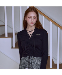 Eyelet Shirring Long Sleeve [Black]