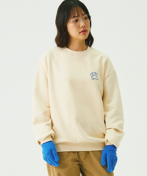 GRAVER（グレーバー）の「[ユニセックス]スモールラインベアスマイルスウェット_クリーム（スウェット・レディース・クリーム・SMALL/MEDIUM/LARGE/X-LARGE）」の2枚目の写真
