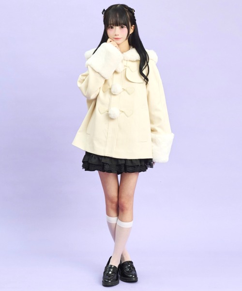 Secret Honey（シークレットハニー）の「ハートパッチダッフルコート（ダッフルコート・レディース・ブラック/グレー/オフホワイト・MEDIUM）」の5枚目の写真
