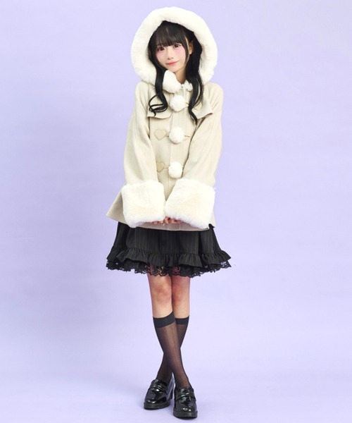 Secret Honey（シークレットハニー）の「ハートパッチダッフルコート（ダッフルコート・レディース・ブラック/グレー/オフホワイト・MEDIUM）」の7枚目の写真