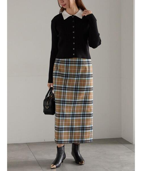 Te chichi（テチチ）の「チェックナロースカート（スカート・レディース・キャメル/ブラック・F）」の8枚目の写真