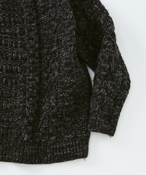 Yonetomi（ヨネトミ）の「米富繊維 / Yonetomi 別注 アラン セーター（ニット/セーター・メンズ・ブラウン/チャコールグレー・LARGE/MEDIUM）」の6枚目の写真