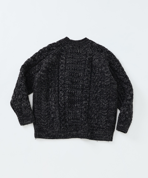 Yonetomi（ヨネトミ）の「米富繊維 / Yonetomi 別注 アラン セーター（ニット/セーター・メンズ・ブラウン/チャコールグレー・LARGE/MEDIUM）」の7枚目の写真