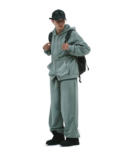 DEFGARMENTS(デフグラメンツ)の「【DEFGARMENTS】PIG BRUSHED HOOD ZIPUP(パーカー・レディース・カーキ/チャコールグレー/ブルー系その他・LARGE/SMALL)」の9枚目の写真