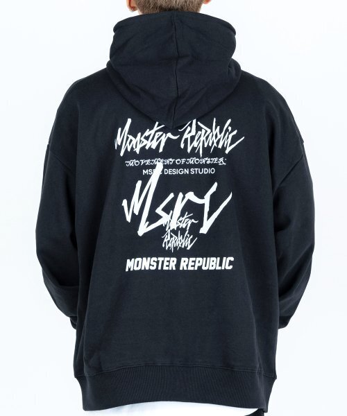 MONSTER REPUBLIC(モンスターリパブリック)の「ムーブメントレタリングホワイトフードパーカー ブラック(パーカー・レディース・その他・MEDIUM/SMALL/X-LARGE/LARGE)」の1枚目の写真