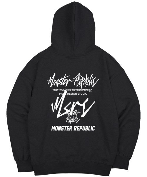 MONSTER REPUBLIC(モンスターリパブリック)の「ムーブメントレタリングホワイトフードパーカー ブラック(パーカー・レディース・その他・MEDIUM/SMALL/X-LARGE/LARGE)」の2枚目の写真